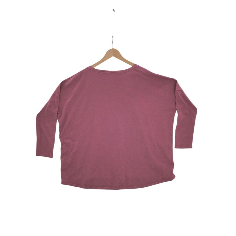 Pact Sz L Oversized 100% Organic Cotton T Shirt 3/4 Sleeve Pale Mauve Boxy - Picture 2 of 5